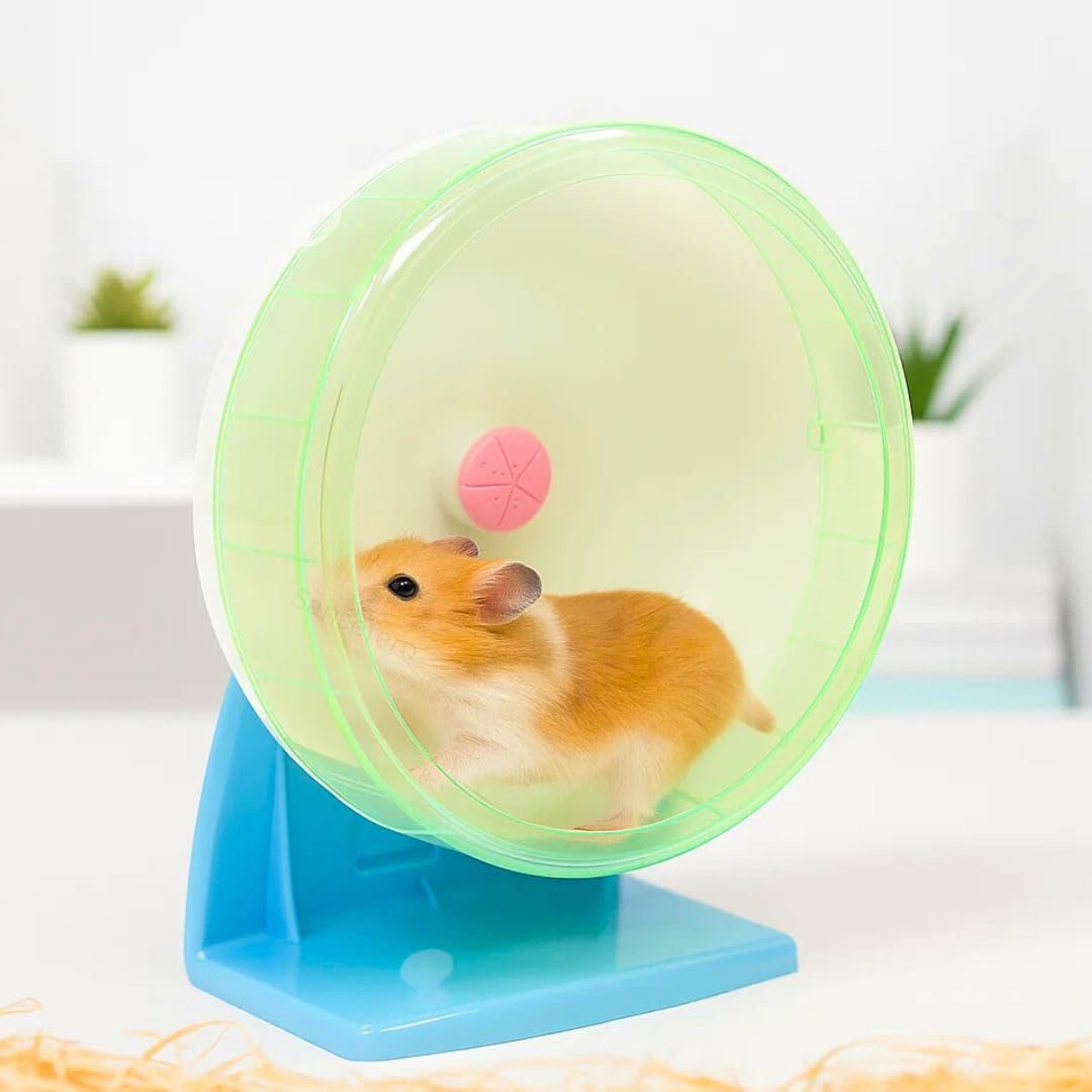 SANSEFERO® 6 inch Hamster Silent Spinner/Jogging Cum Exercise Wheel with Adjustable Stand for Hamster/Dwarf/Gerbil/Mice/Mouse