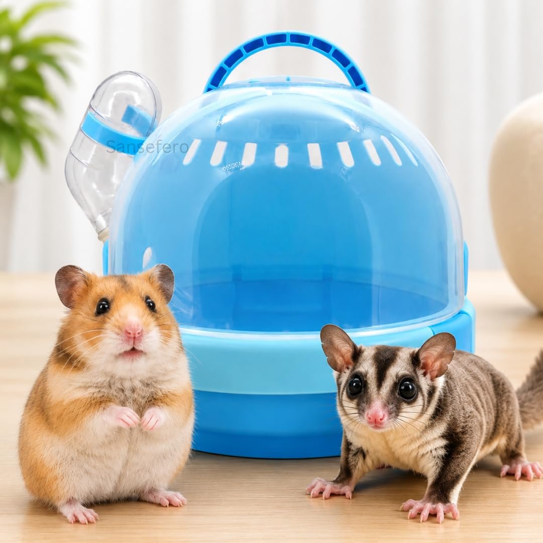 SANSEFERO Hamster Carrier Cage Portable Travel Cage for Hamster, Sugar Glider, Guinea Pig & Small Animal Habitat Outdoor Trav