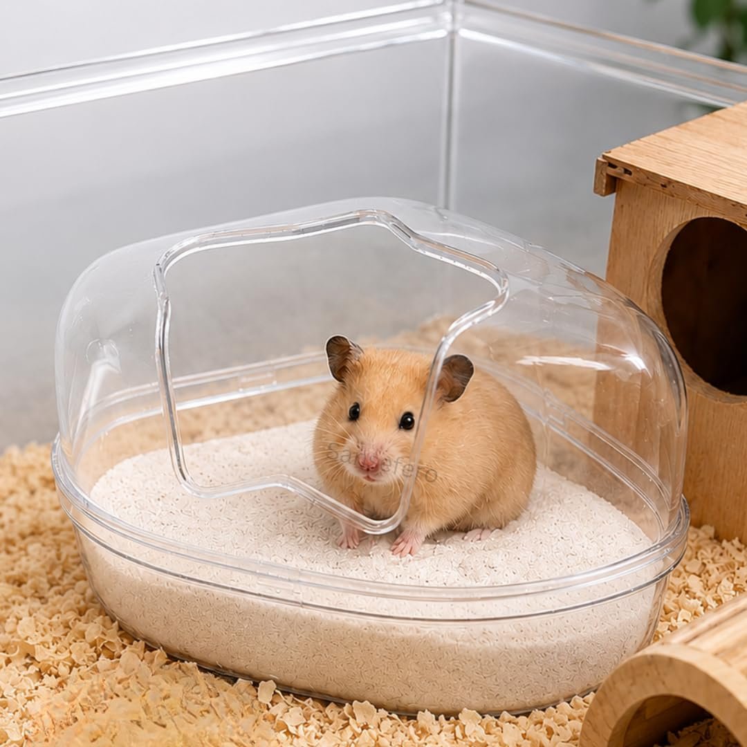 SANSEFERO Transparent Hamster Bath Tub Basin for Relaxing Bathing Box for Hamsters, Dwarf, Chinchillas, Mice & Gerbils Enhanc