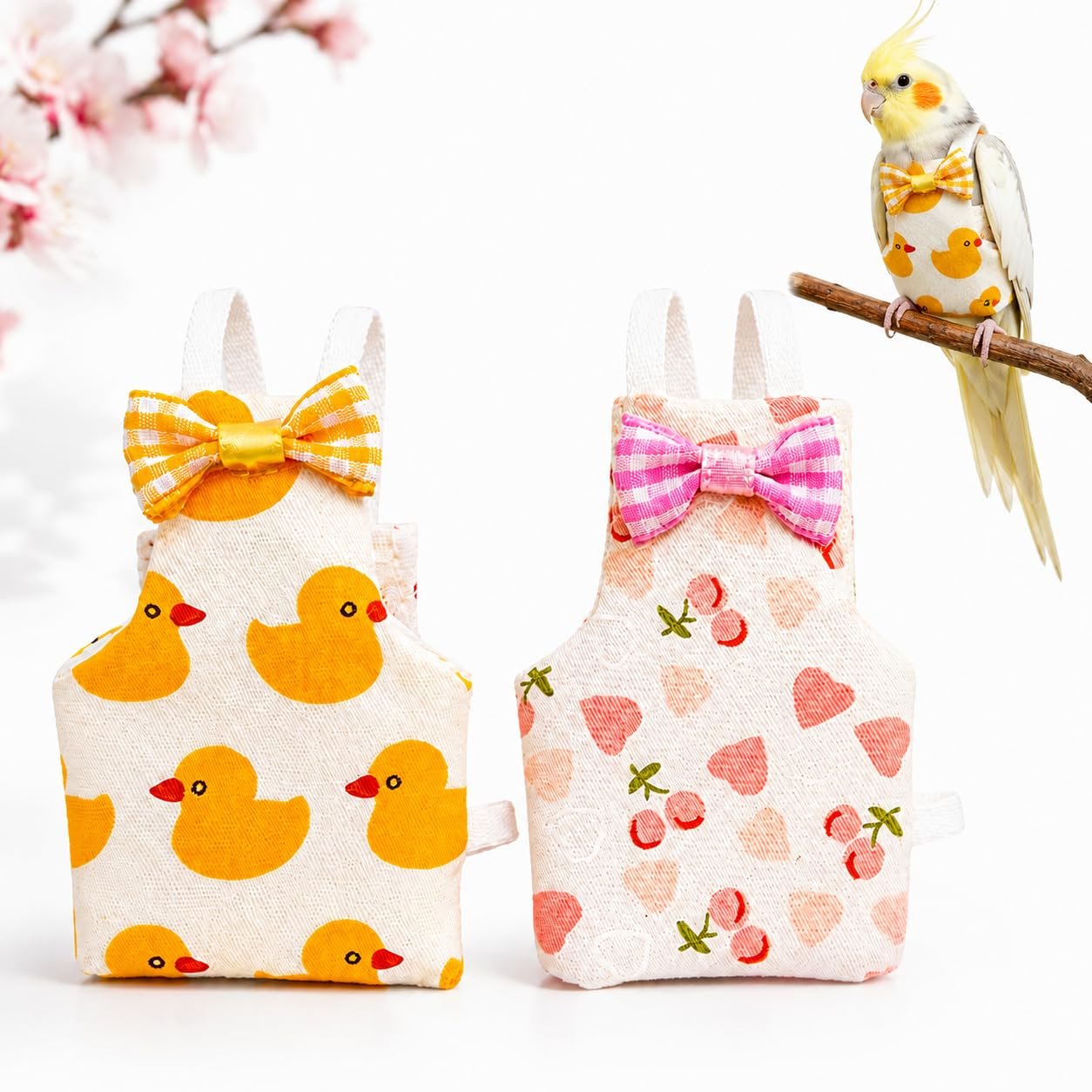 Satmarhz 2 Pcs Parrot Diapers, Washable Adjustable Bird Flight Suits | 2 washable bird diapers with adjustable straps and sof