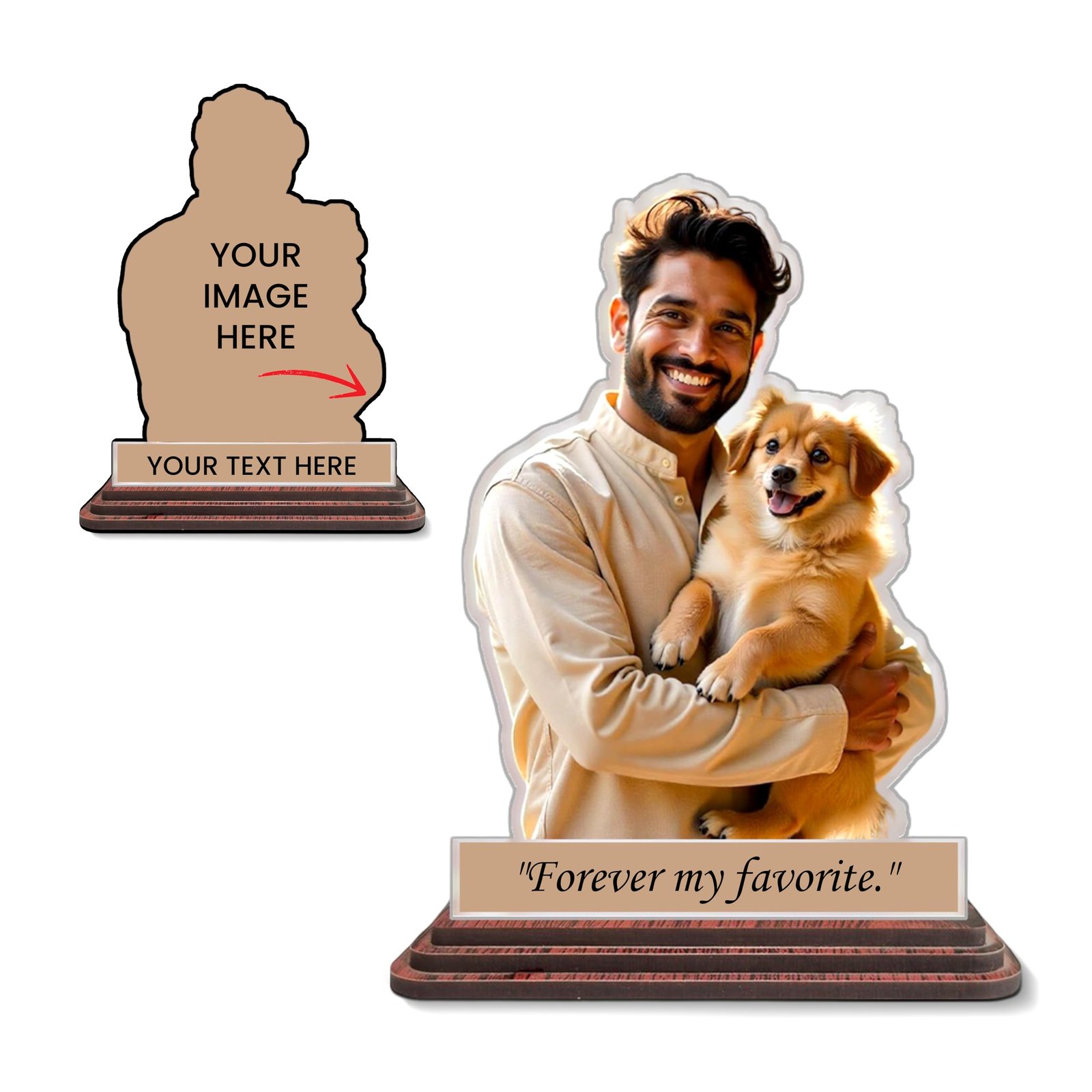 SAVRI Personalized Dog Caricature Stand – Name & Photo Acrylic Pet Caricature| Unique Gift for Dog Lover Tabletop Gift for Do
