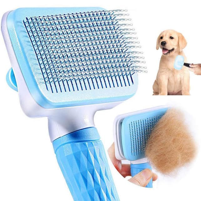 Self Cleaning Slicker Brush, Pet Grooming Shedding Brush for Dogs and Cats - Easy to Remove Loose Undercoat, Pet Massaging To