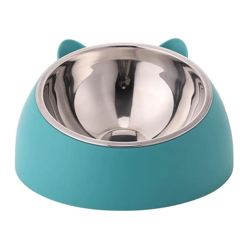SELLVORA Stainless Steel Tilted 15° Elevated Pet Feeding Bowl, Non-Spill Slanted Design, Anti-Skid, for Cats, Puppies and Sma