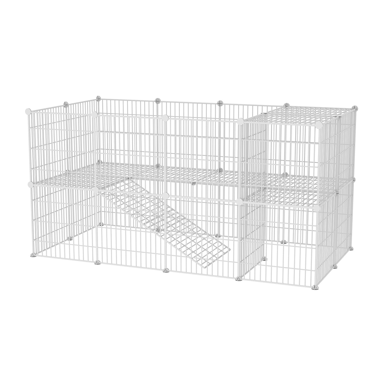 SEVVY - Mesh Pet Cage - Mesh Panels - Pet Playpen - DIY Small Animal Cage for Rabbits, Guinea Pigs, Puppies - Iron (White, 36