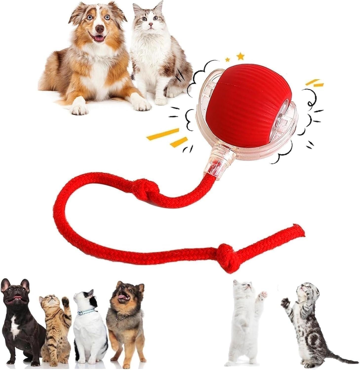 Shatanuvart Export Smart Interactive Rolling Ball Dog Toy – Automatic 360° Electric Motion Pet Ball with LED Lights – USB Rec