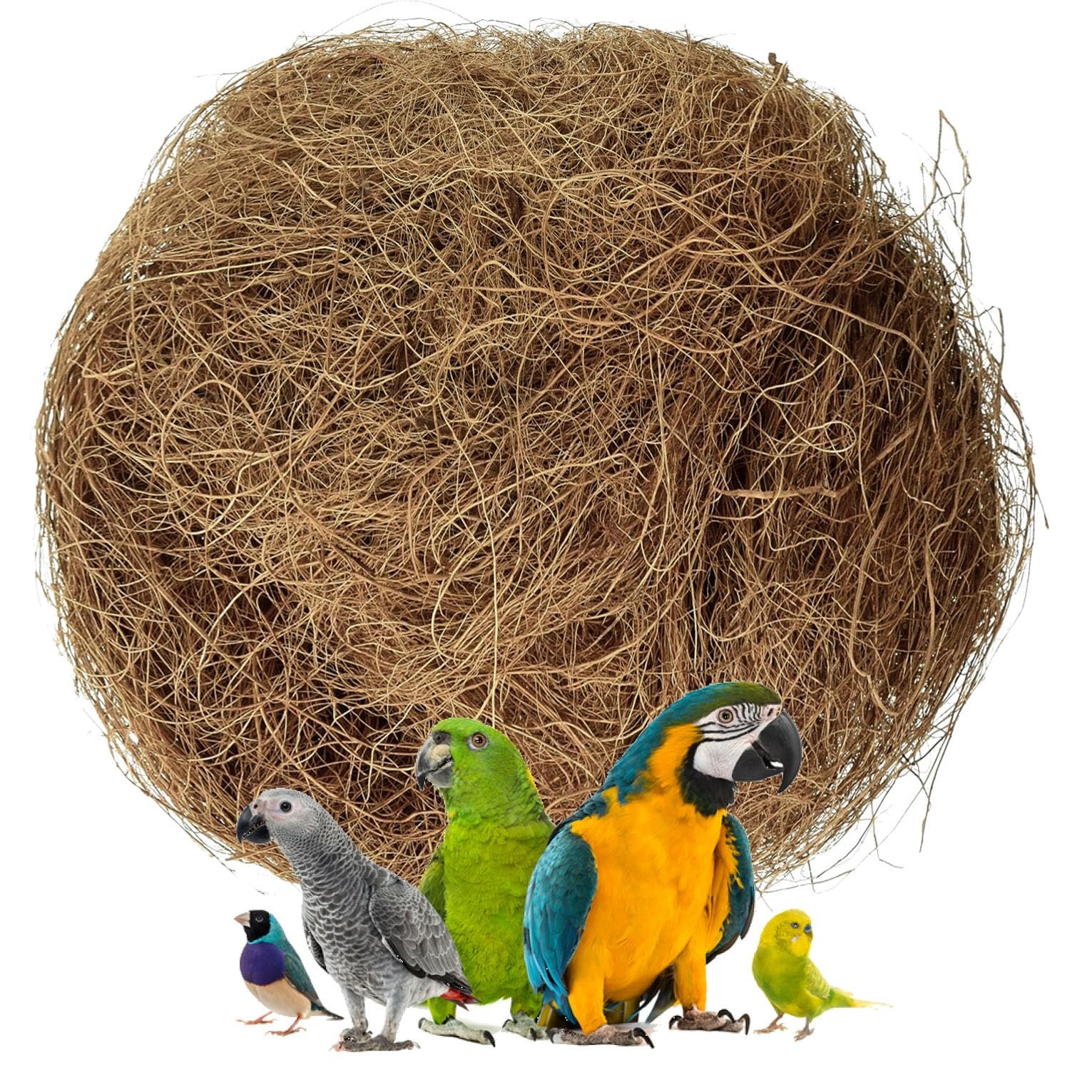 Smiling Pets Sterilized Natural Coconut Fiber for Bird Nest, Nesting Material for Comfortable Bedding in Nesting Box, Great f
