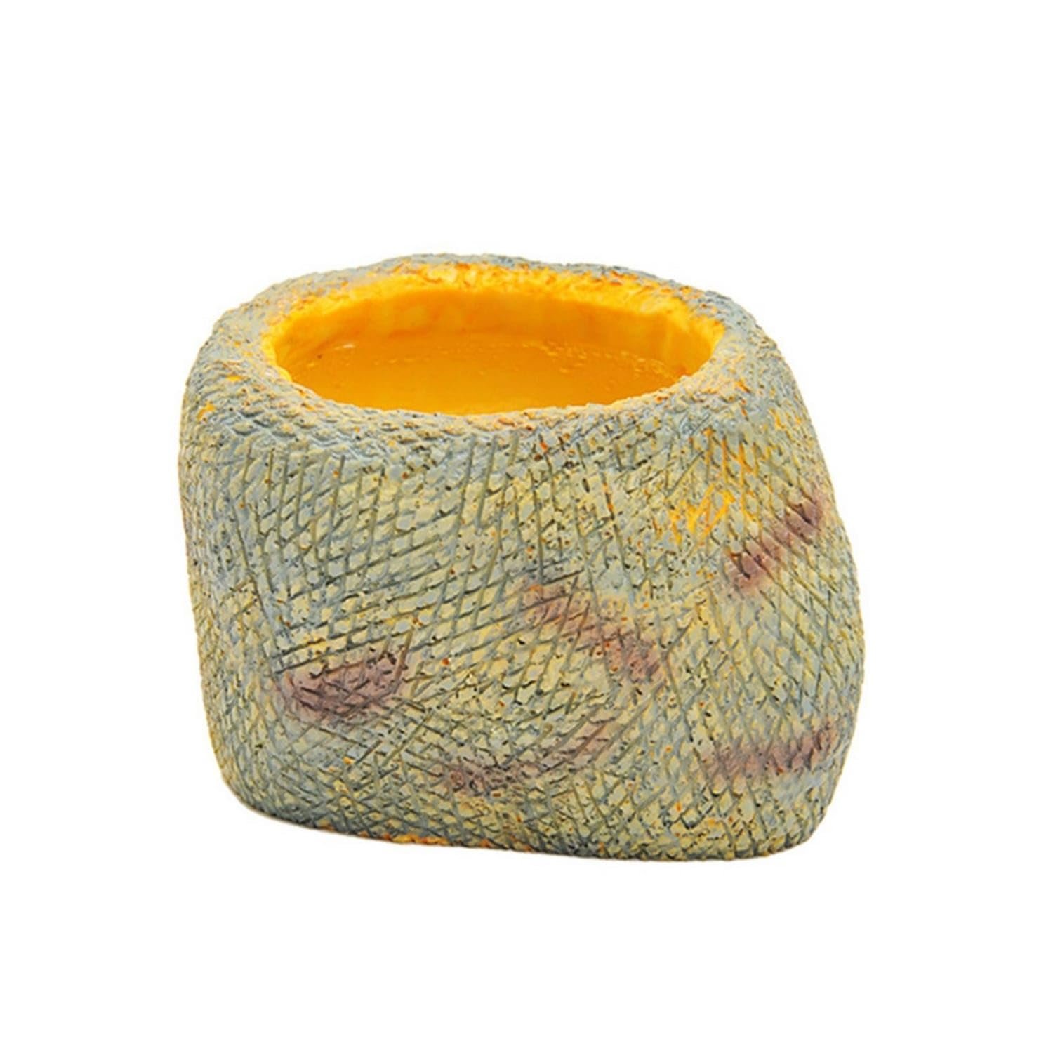 SNAPPSY Rock-Like Reptile Water Basin Deep Reptile Water Dish Textured Terrarium Dish Resin for Reptiles, Snakes, Terrariums,