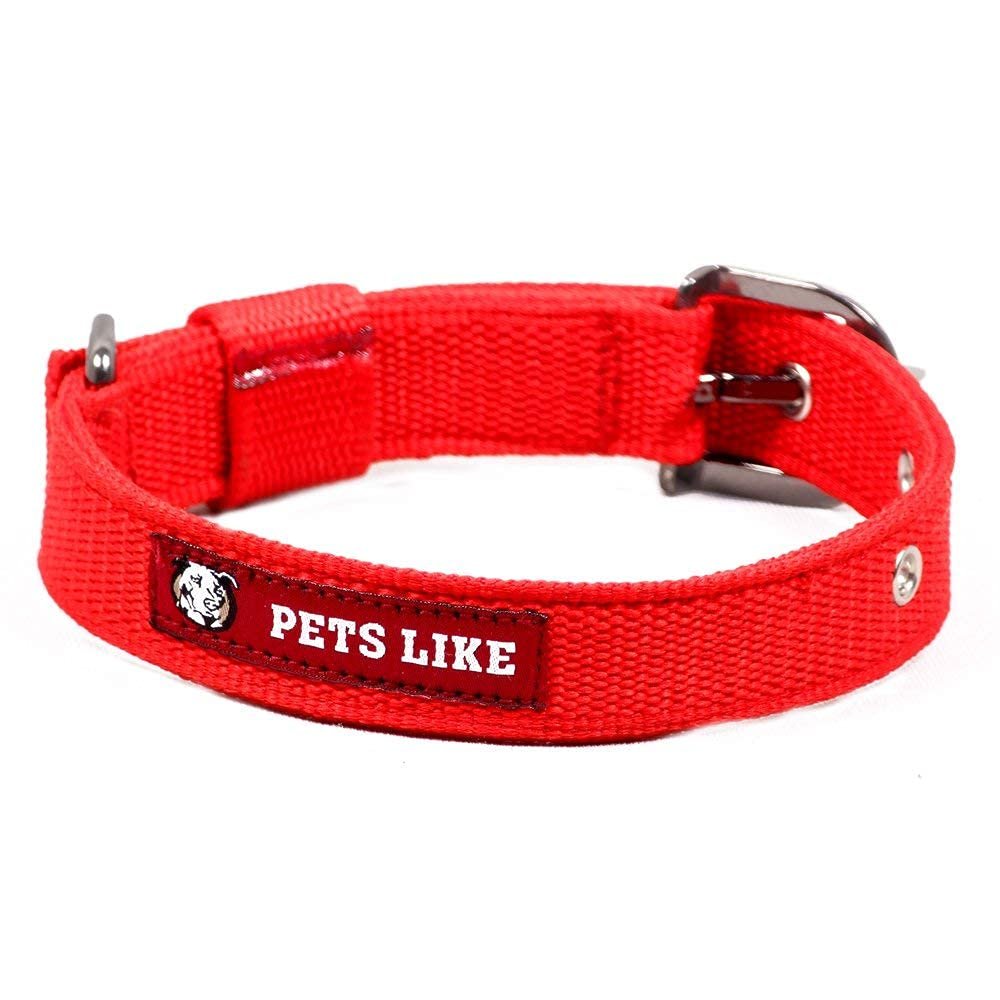 SNUNGPHIR Pets Like Polyester Collar For Dog, Red (25Mm),Pack Of 1, Large