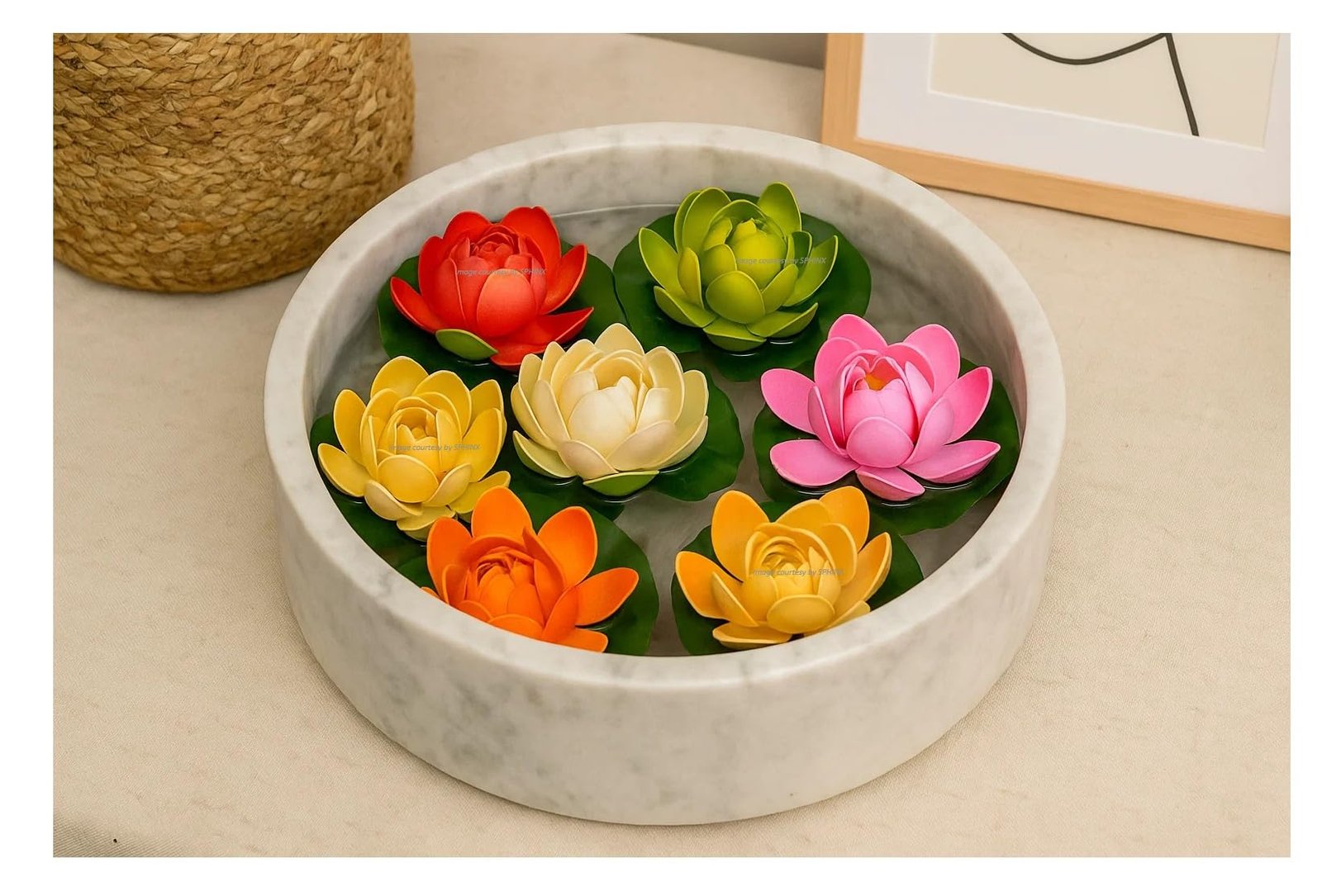 SPHINX Artificial Floating Lotus Water Lily 8cm for Home Decor,Pond Fountain,Temple Bowl,Urli Decoration,Aquarium,Terrarium,T
