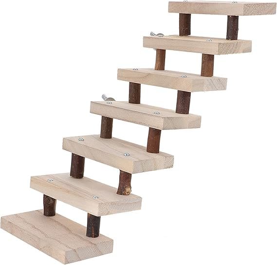 SS Organic® Small Animal Wooden Ladder Platform Cage Bridge Guinea Pig Habitat Climbing Toy for Rabbit Hamster Bunny Squirrel