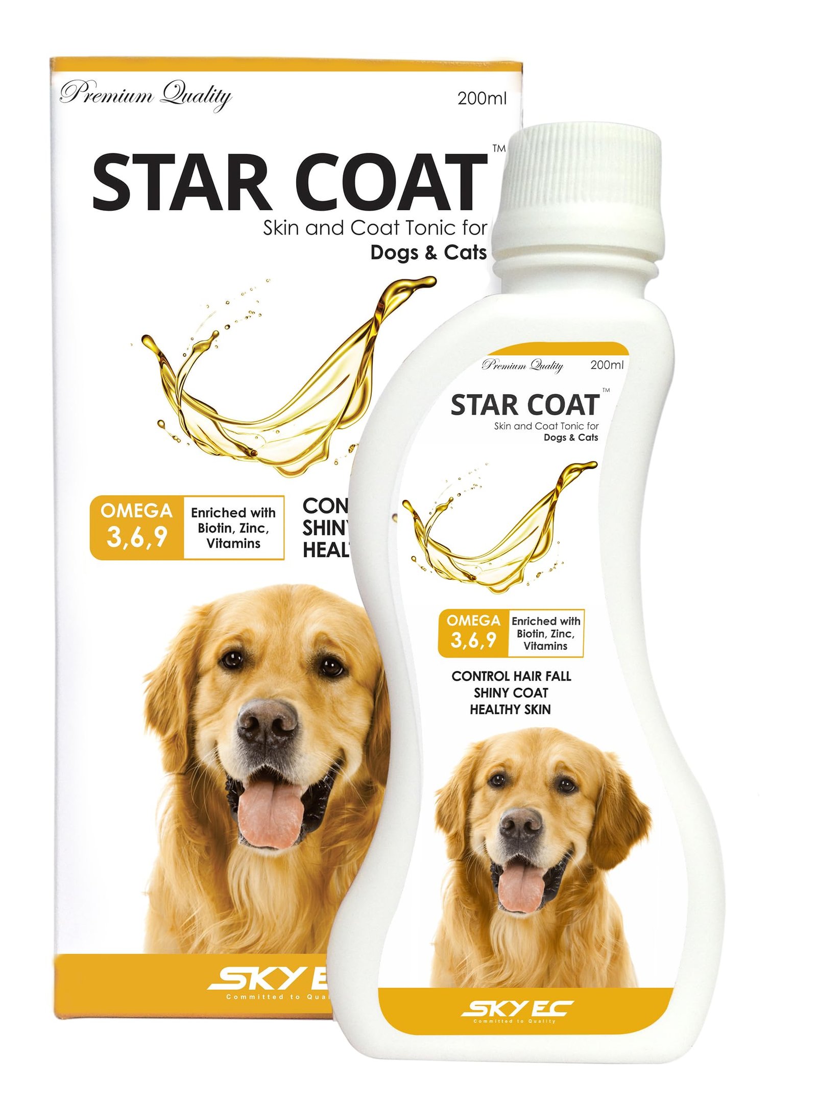 Star Coat Skin & Coat Tonic for Dogs & Cats | Daily Supplement for Healthy Skin & Shiny Coat | with Omega 3 6 9, Biotin & Zin
