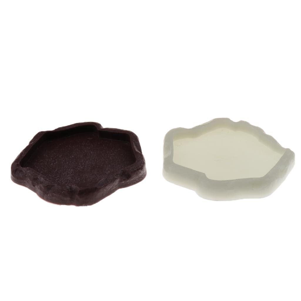STYLEHEAVEN Reptile Tortoise Gecko Feeding Bowl Food Water Resin Dish Bowl Brown S
