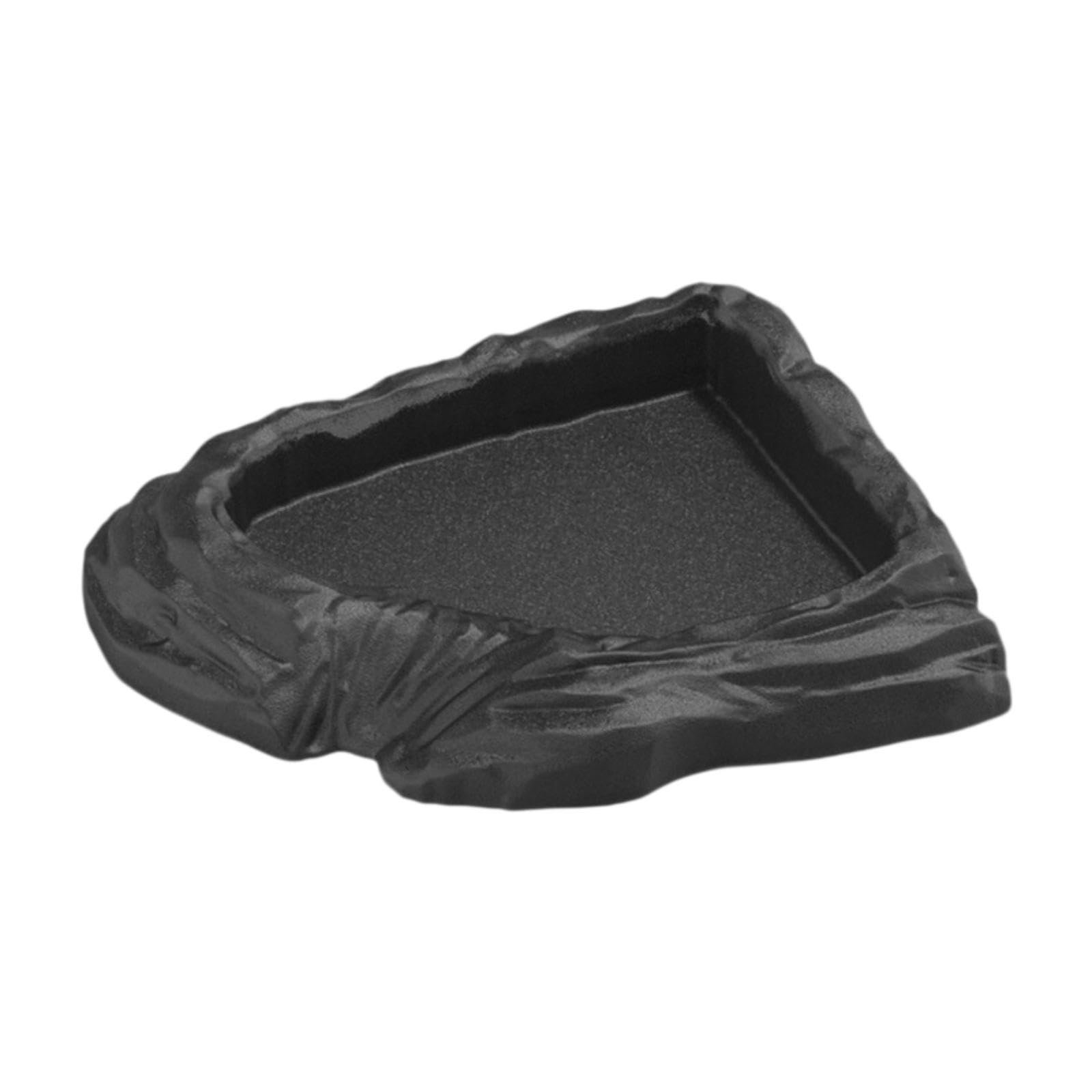 STYLEHEAVEN Reptile Water Dish Corner Turtle Water Bowl for Turtle Snake Bearded Dragons Black