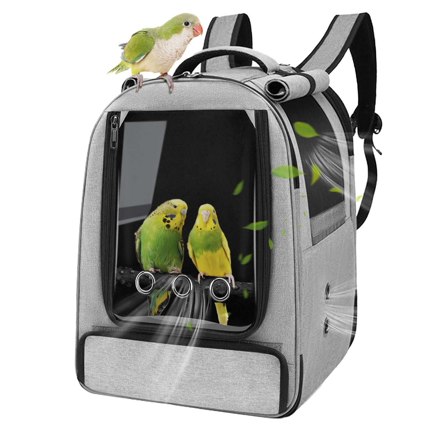 Sysmashing Bird Backpack Carrier,Bird Travel cage Backpack with Tray and Standing Perch,Feeding Tank,Waterproof pad,Used for