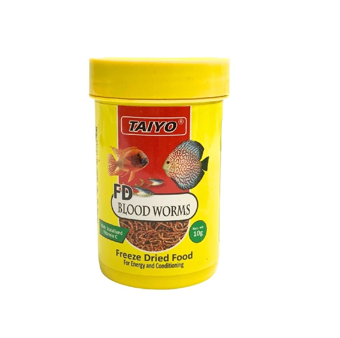TAIYO Freeze Dried Bloodworms For Betta, Cichlid and all Other Tropical Fishes ,10g