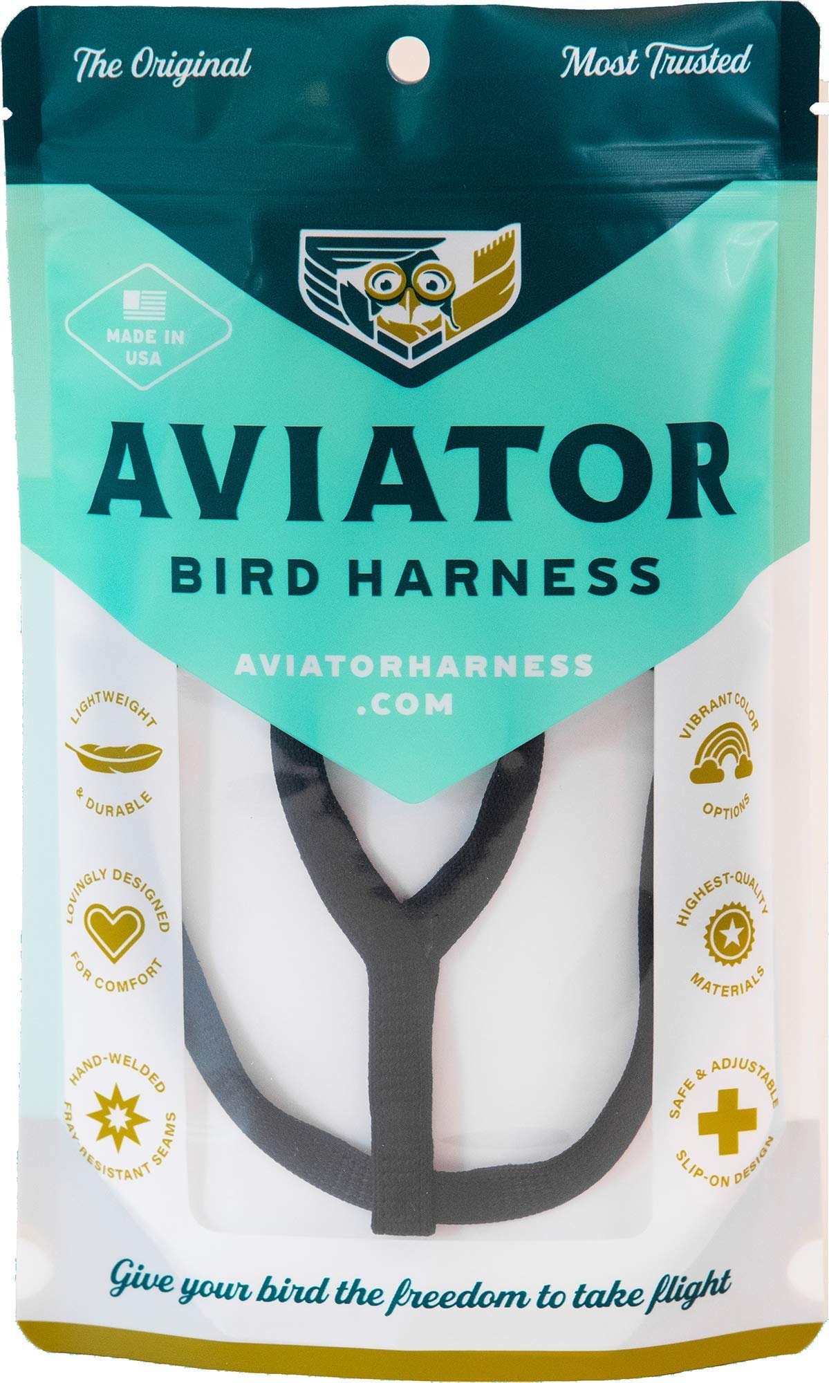 The AVIATOR Pet Bird Harness and Leash: Large Black