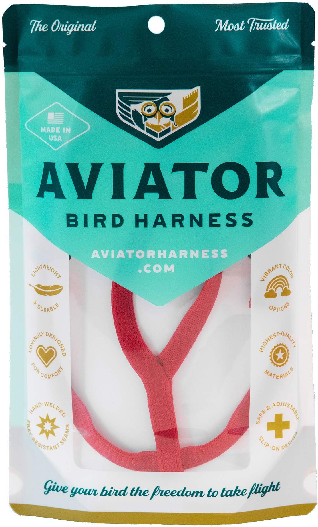 The AVIATOR Pet Bird Harness and Leash: Medium Red