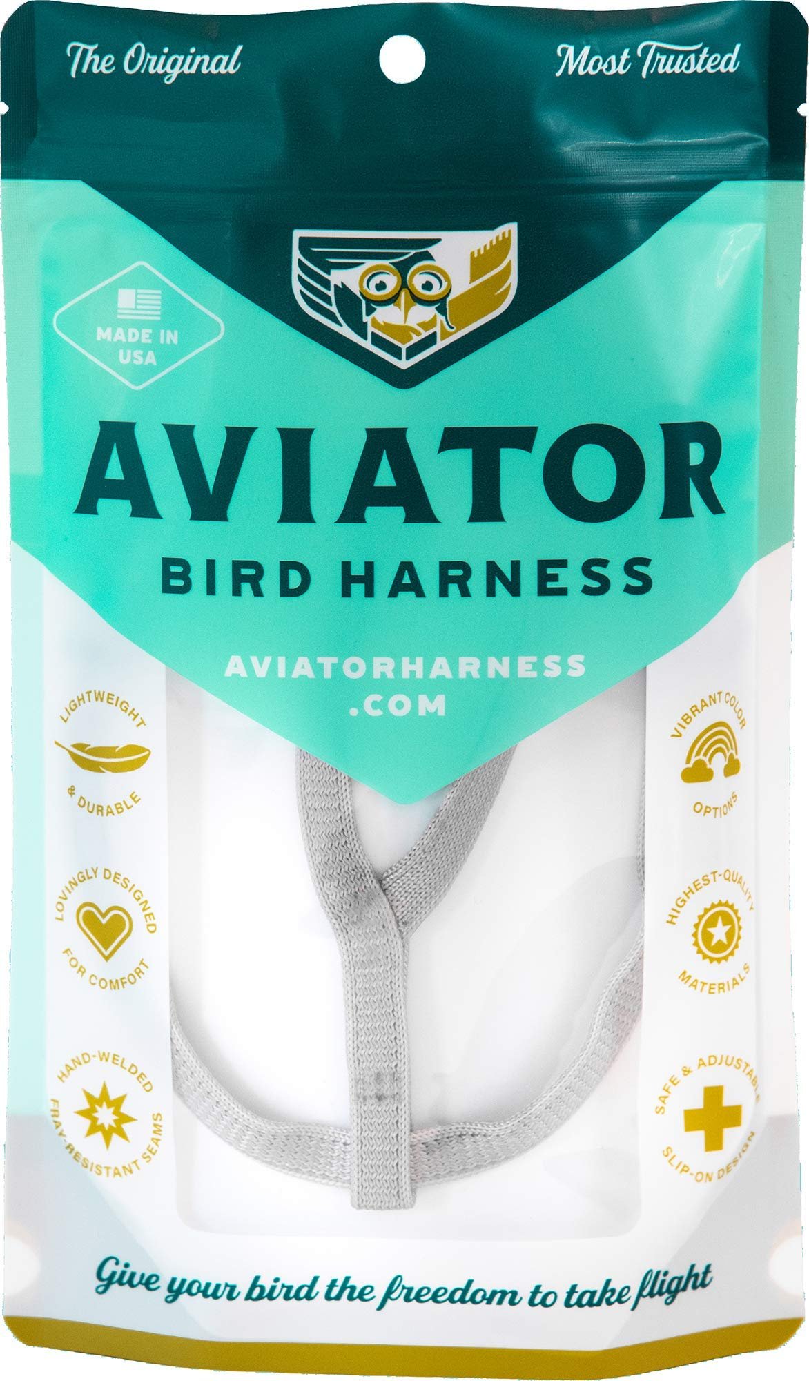 The Aviator Pet Bird Harness and Leash: Medium Silver