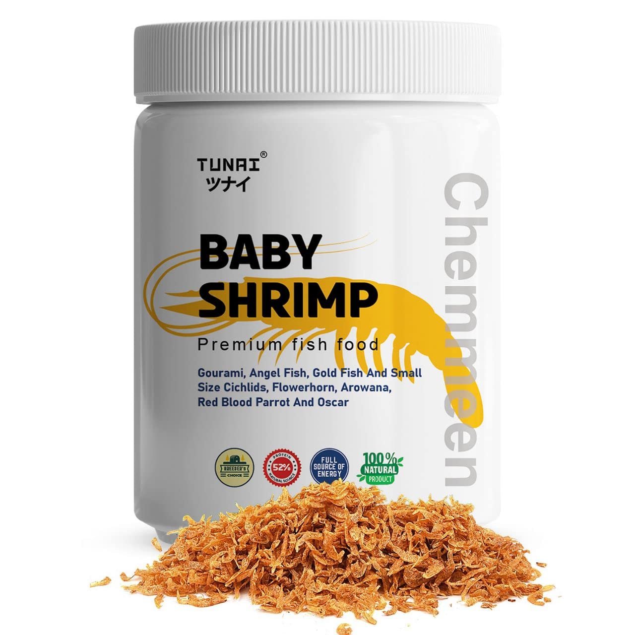 Tunai Chemmeen Whole Sun Dried Shrimps Aquarium Fish Treat |50g| Fish Food for All Life Stages of Flowerhorn, Arowana, Red Bl