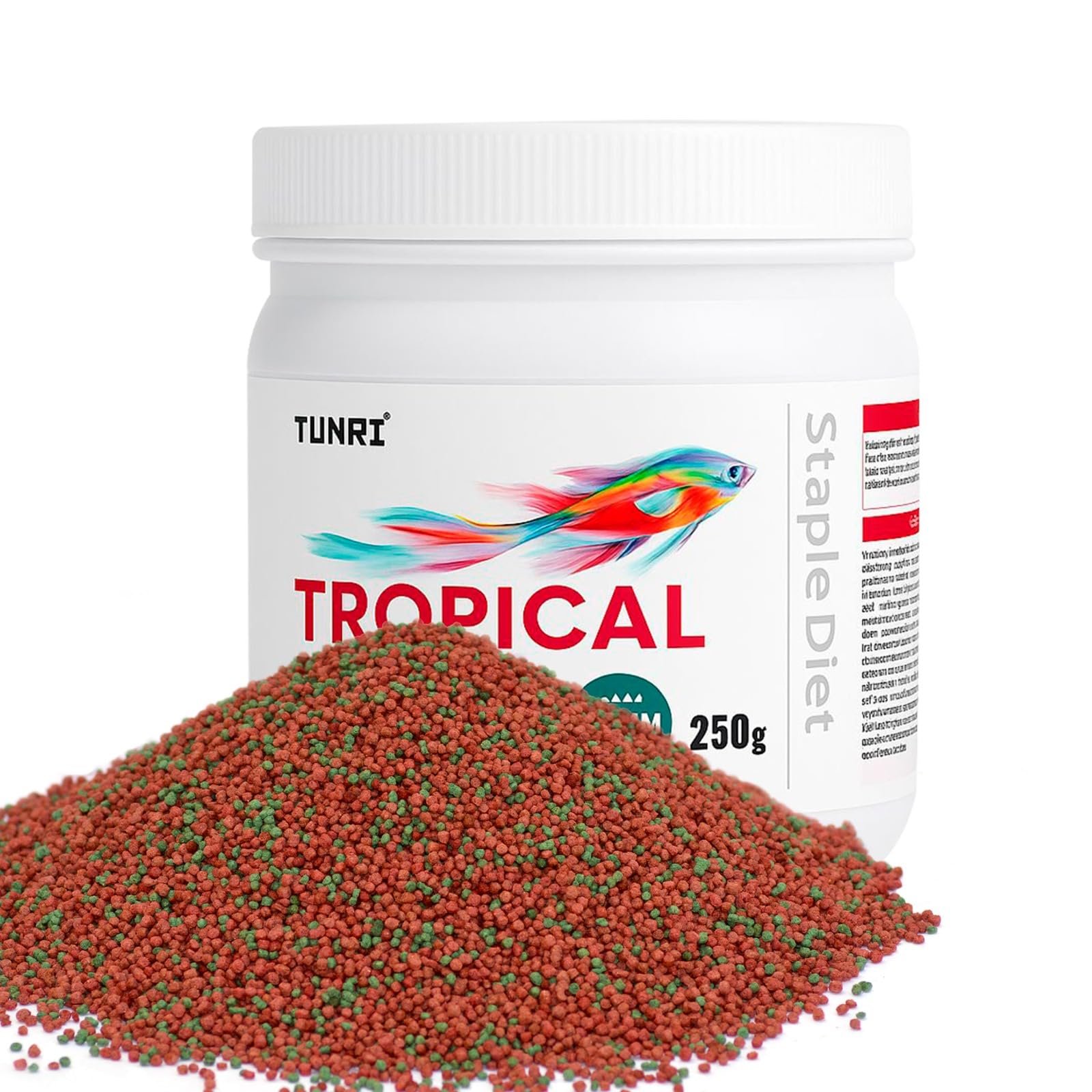 Tunai Tropical Fish Food for Aquarium with 26% Protein |1mm Pellets, 250g|Perfect for Adult Small & Medium Fish