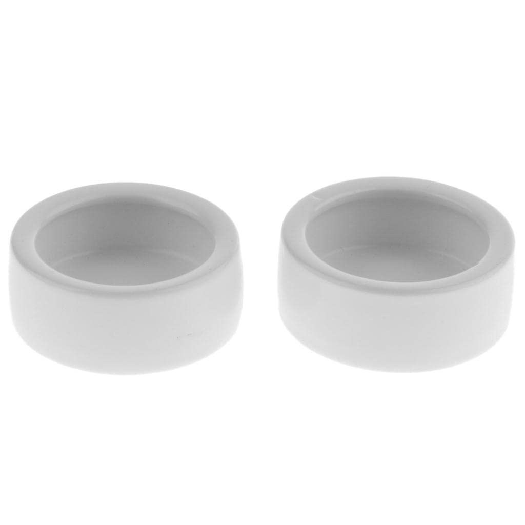 UJEAVETTE 2Pcs Reptile Feeder Ceramics Reptile Lizard Food Bowl Anti-Escape White S