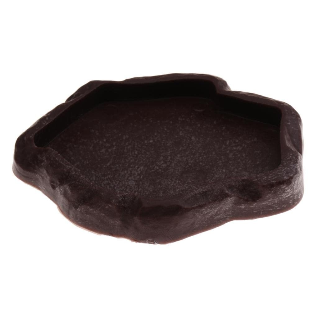 UJEAVETTE® Reptile Tortoise Gecko Feeding Bowl Food Water Resin Dish Bowl Brown S