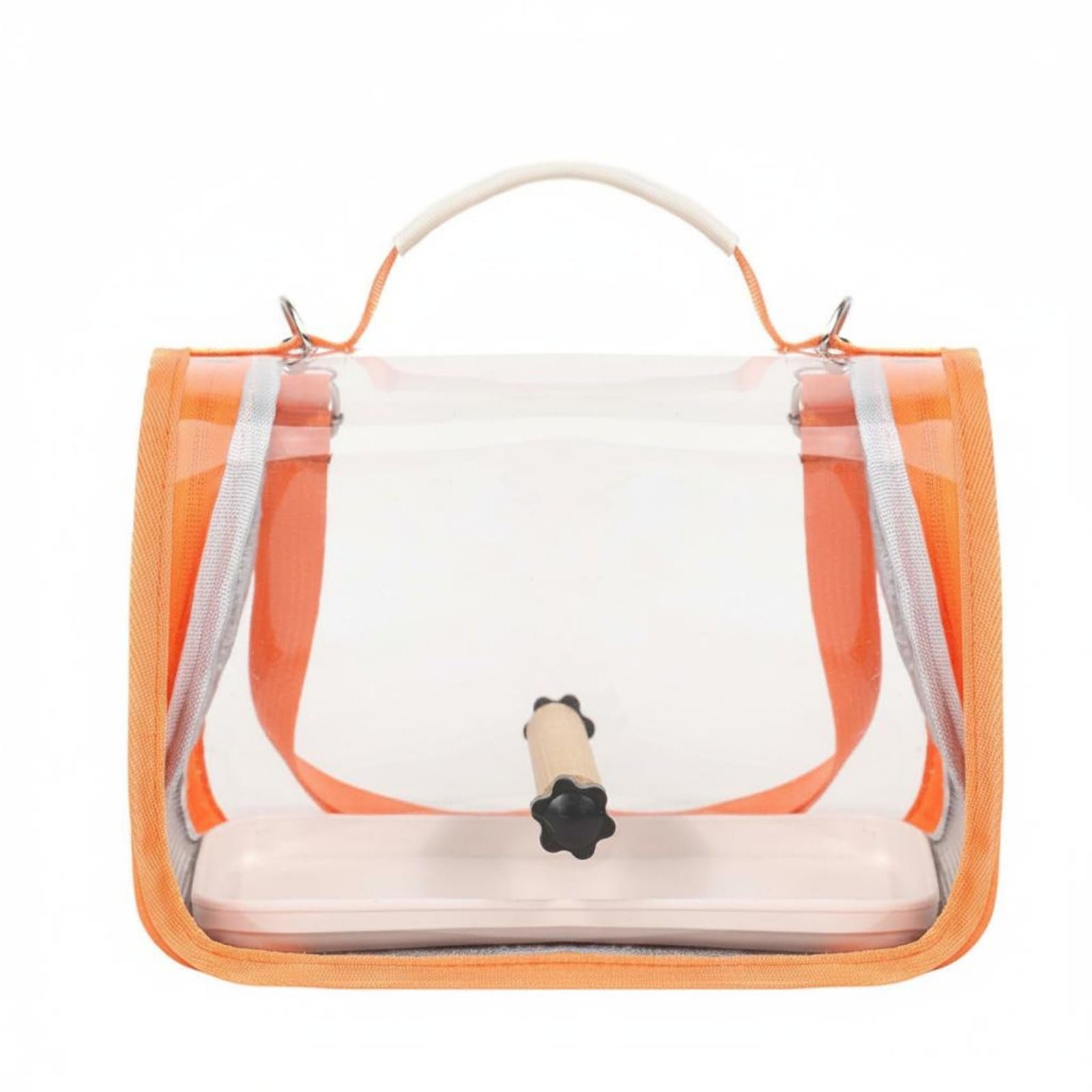URJIX Foldable Design Transparent Bird Carrier Bag Includes Perch and Tray Portable Bird Travel Enclosure Hands-Unrestricted