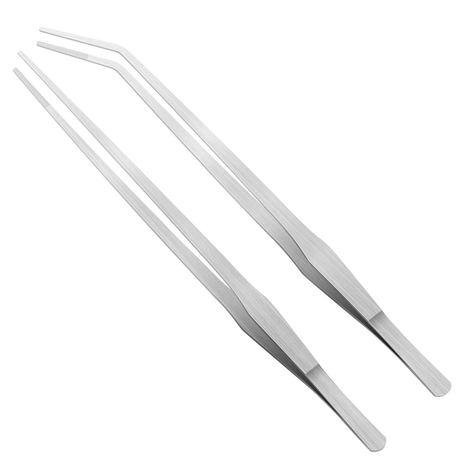 Vaincre 2PCS Long Tweezers, 15 inch Curved Aquascaping Tools, Stainless Steel Feeding Tongs Aquascape Tools, Aquarium Tweezer
