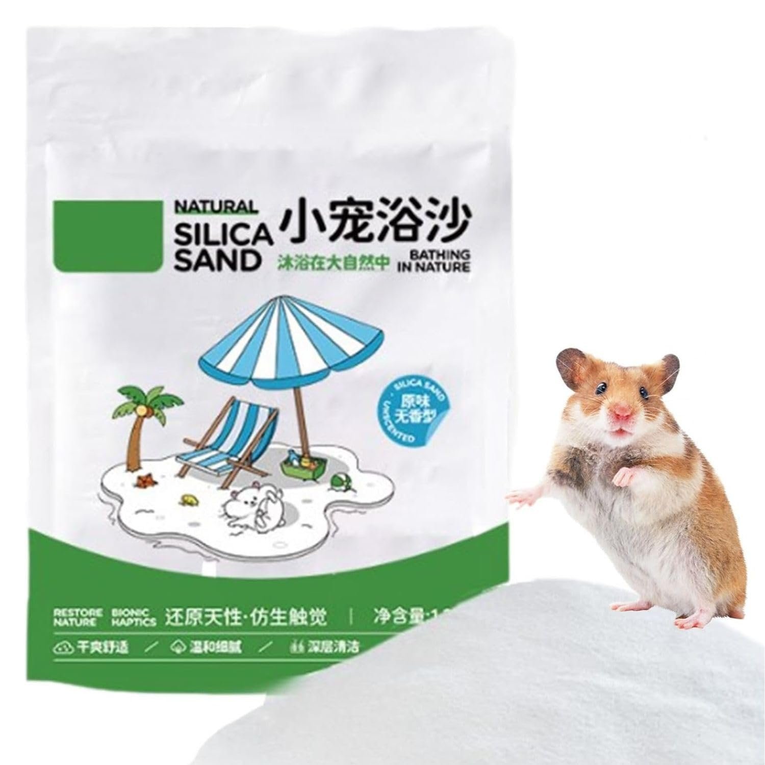 VAYINATO® 1.2Kg Natural Silica Bath Sand for Hamster | Odor-Control Grooming Sand for Hamsters, Guinea Pigs, Gerbils & Chinch