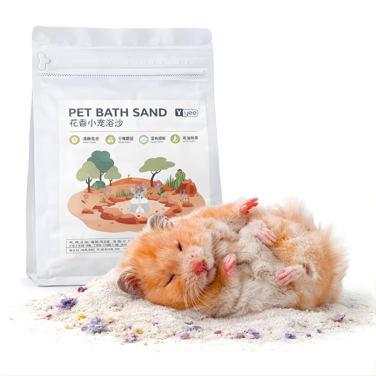 VAYINATO® 1Kg Dust-Free Natural Flower Scented Flavour Bath Sand for Hamster Odor-Control Grooming Sand for Hamsters, Guinea