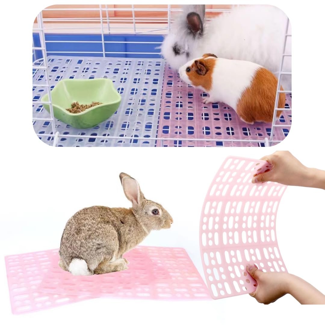 VAYINATO 2 Pcs (34 * 25 Cm) Pet Cage Mat for Rabbit, Guinea Pig, Hamster Waterproof Plastic Feet Pads | Non-Slip Resting Floo