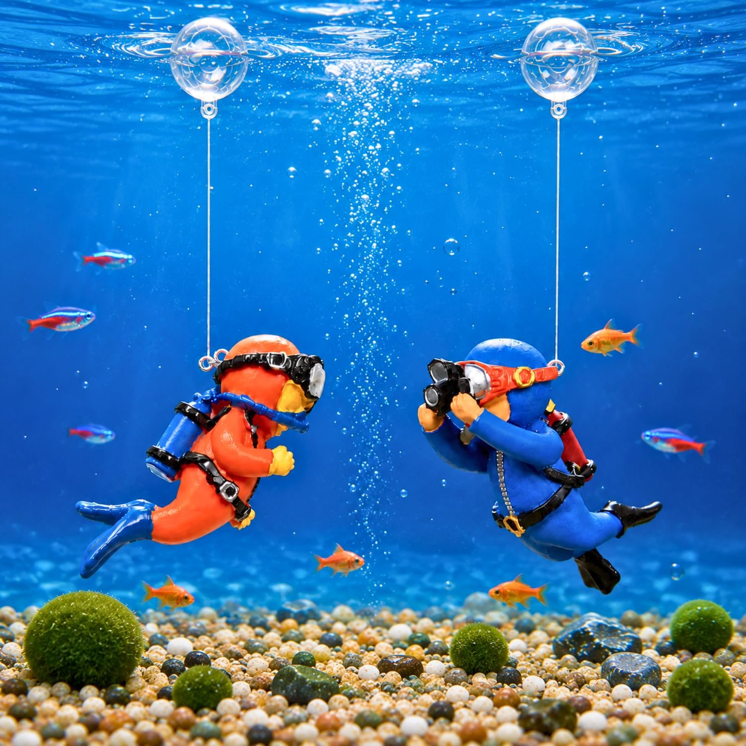 VAYINATO® 2 Pcs (Random Color) Floating Mini Cute Photo Diver Aquarium Fish Tank Simulation Decoration Ornaments | Made with