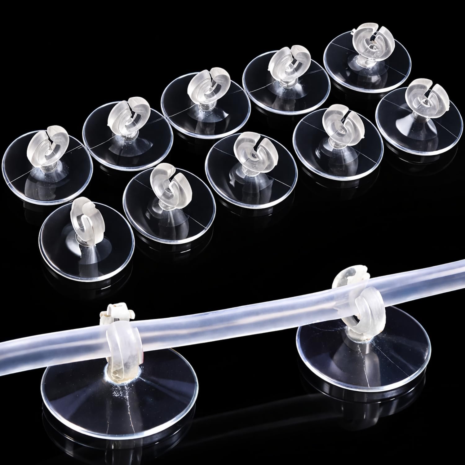 VAYINATO® Aquarium Airline Tubing Suction Cup Transparent, 10 Pcs - Fish Tank Air Hose Suction Cup Holder Connector - Aquacul