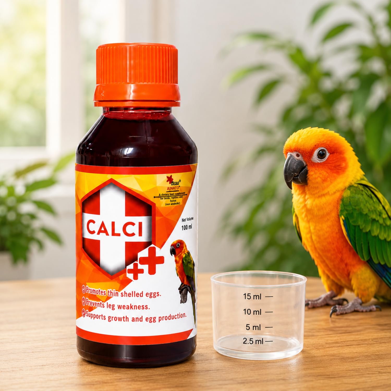 VAYINATO Calci++ (100ml) Liquid Calcium for Birds | Oral Calcium Formula with Calcium, Vitamin D3 & Phosphorus | Supports Egg
