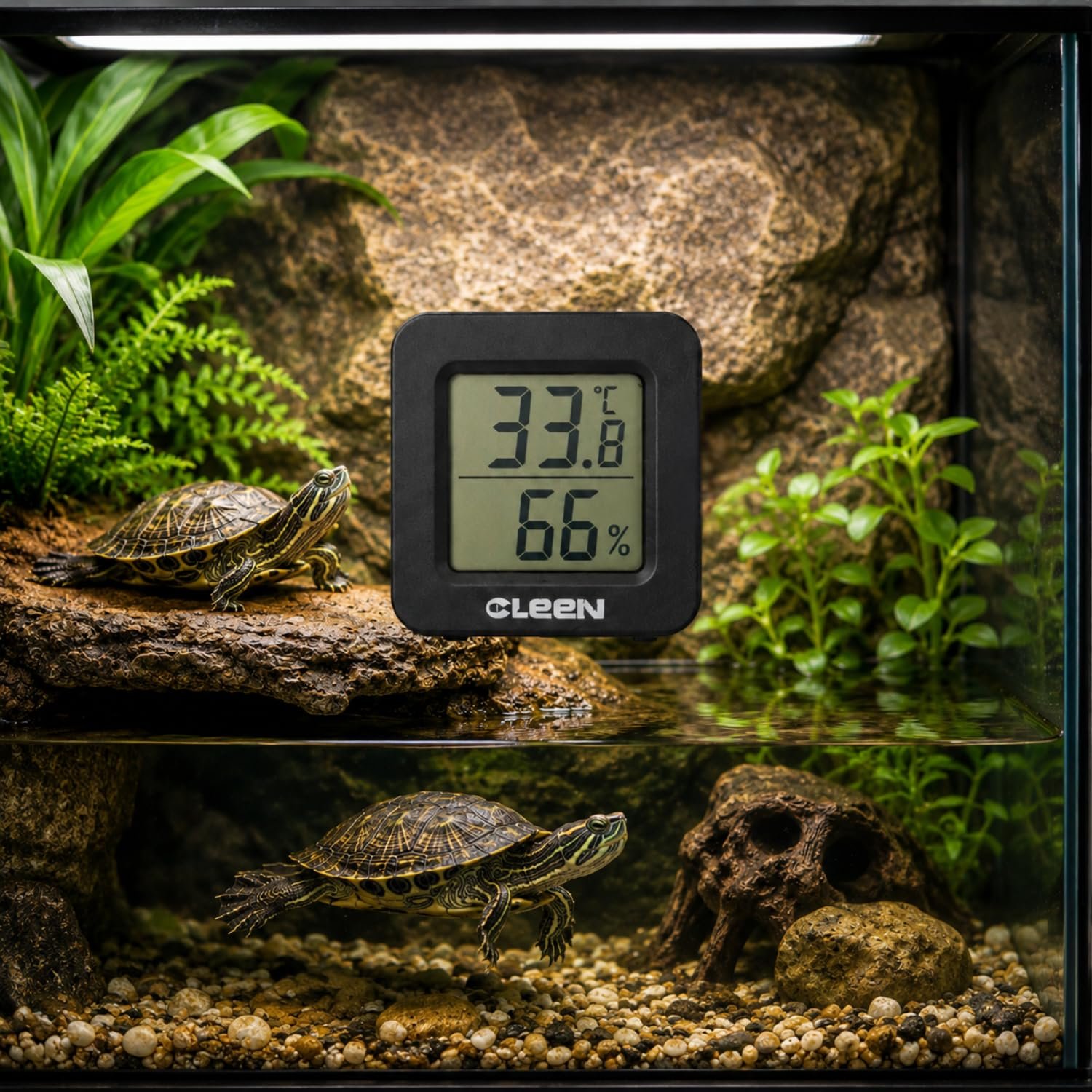 VAYINATO Digital Temp & Humidity Meter for Reptile & Turtle Tank LCD | Digital Temp & Humidity Meter for Reptile & Turtle Tan