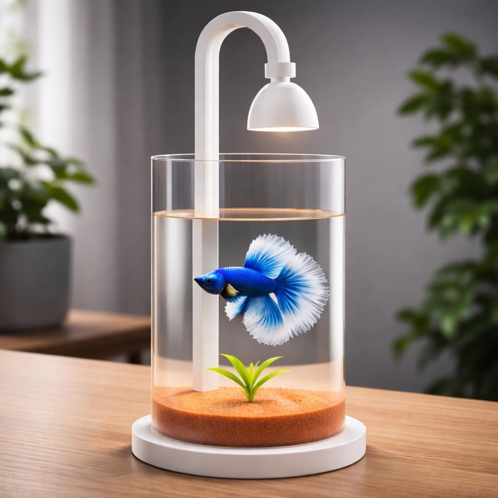 VAYINATO Mini Acrylic Desktop Fish Bowl PS-10 (White) | 1.2L Capacity | 10cm Diameter × 20cm Height | Aquarium Bowl with Mult