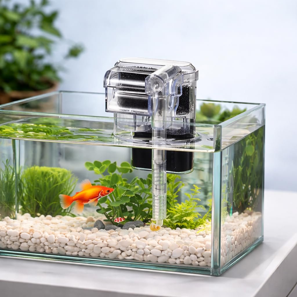 VAYINATO Mini Compact Transparent Hang On Filter | LY-401 | 2.5 Watts | 250L/Hr for Small Aquarium Fish Tank Upto 30Cm and fo