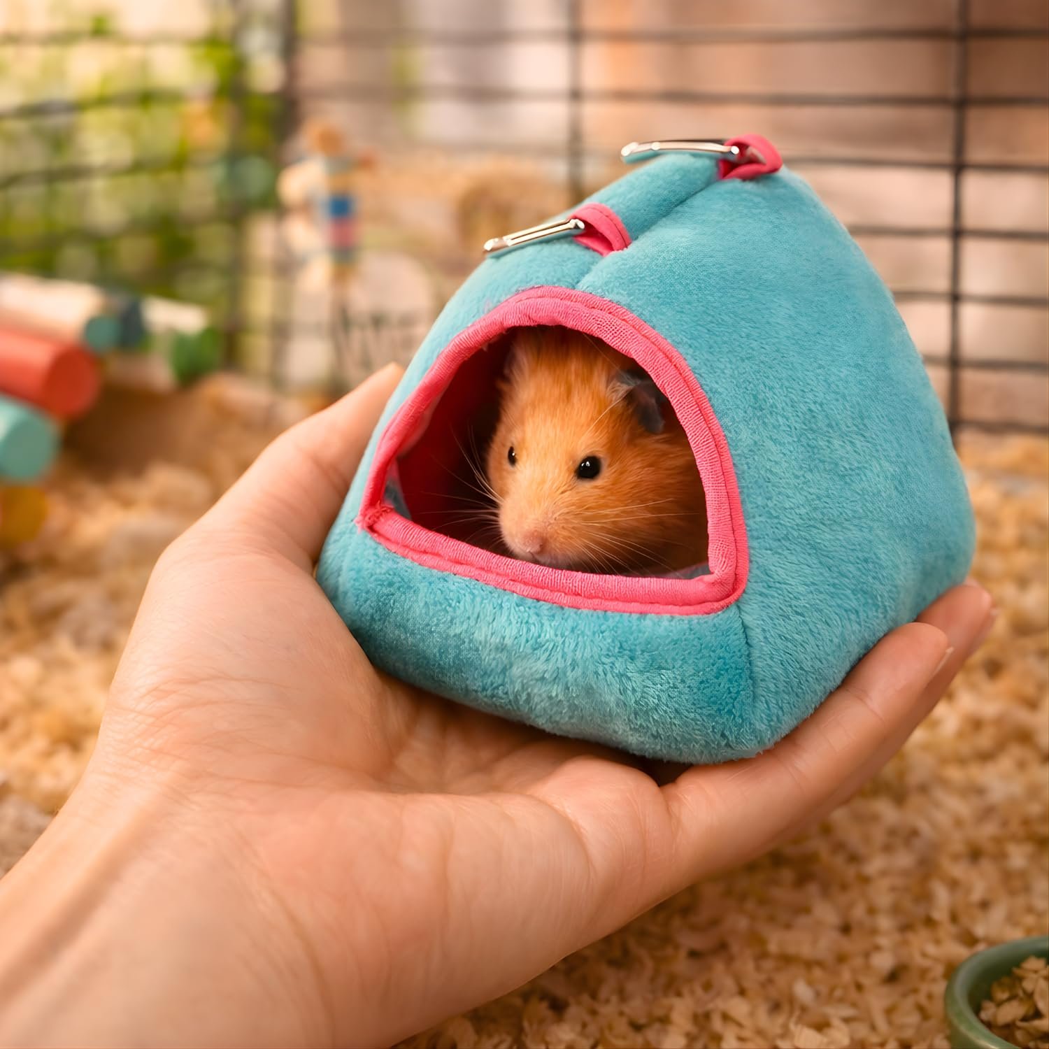 VAYINATO Warm Hamster Hideout Hanging Hammock Bed | Cozy Plush Sleeping Nest for Small Pets | Chew-Resistant Soft Pouch for D