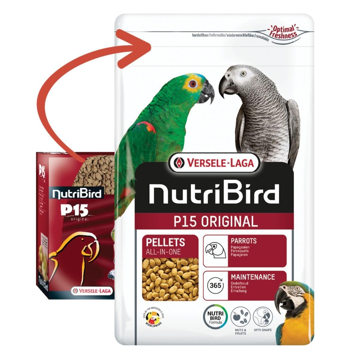 Versele-Laga Nutribird Pellets P15 Original Maintenance Food For Parrots 1 Kg,Adult