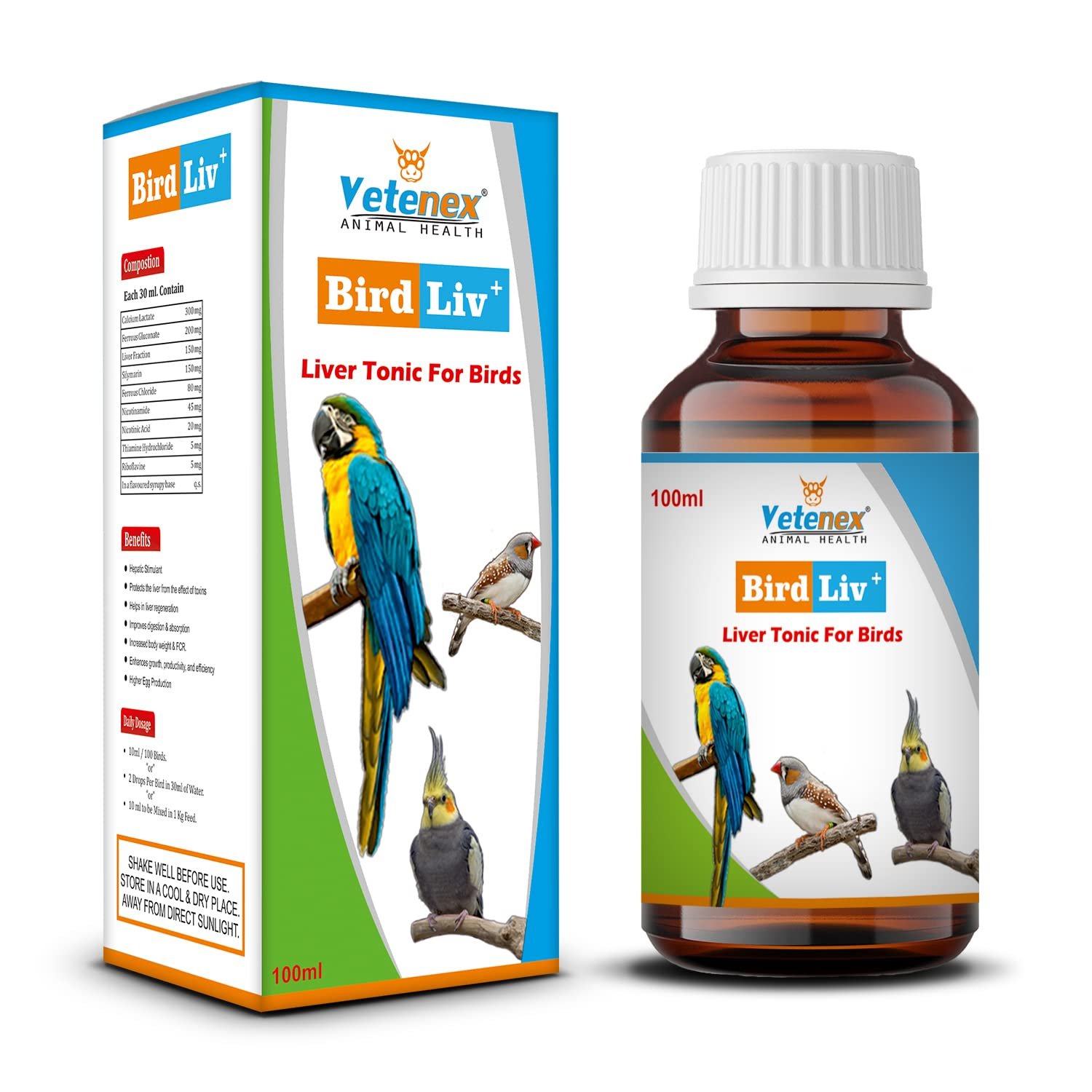 VETENEX Bird Liv Plus - Birds Liver Tonic, Liver Detox & Digestive Supplement - 100 ML