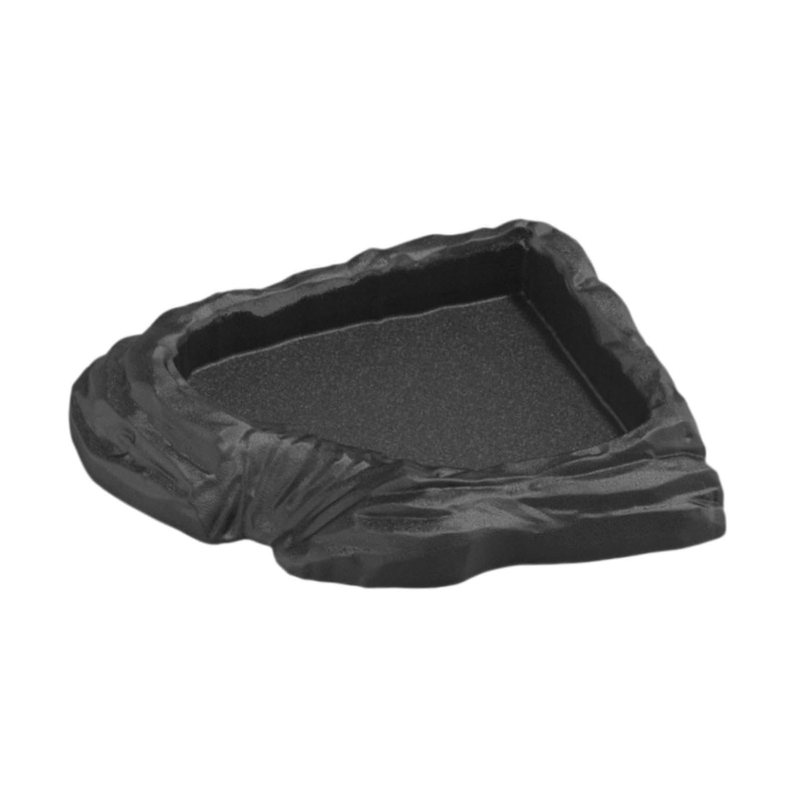 VISTORA Reptile Water Dish Corner Turtle Water Bowl for Turtle Snake Bearded Dragons Black
