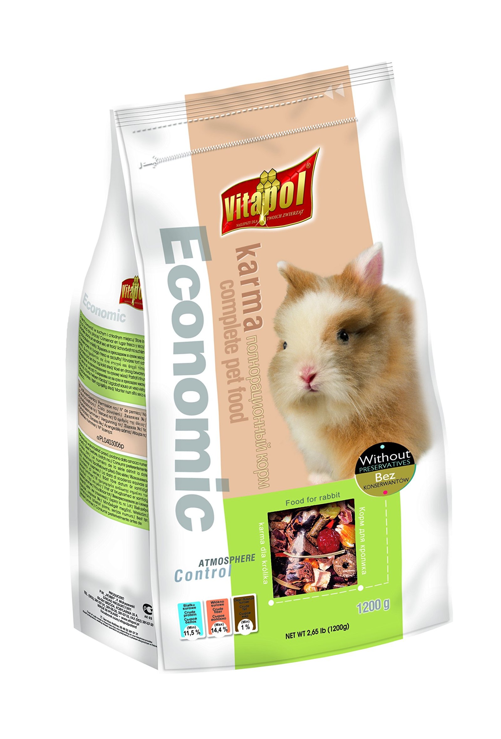 Vitapol Economic Rabbit Food High Fiber Hay Mix 1200 g | Meadow hay goodness • Beetroot carrot apple blend • Flax seed enrich