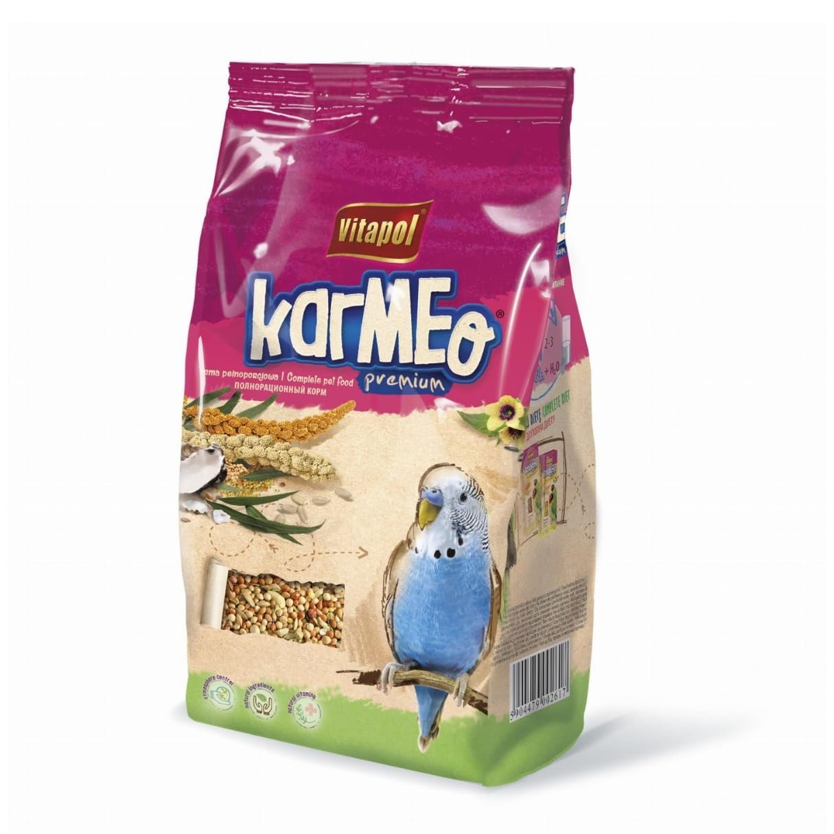 Vitapol Karmeo Premium Budgie Seed Mix Vitamins Minerals 500 g | Vitamin and mineral enriched • Promotes feather vitality • S