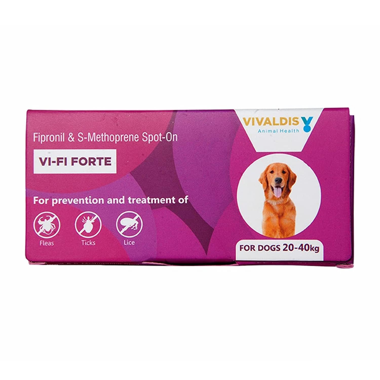Vivaldis Spot On for Dogs 20-40kg - VI-FI Forte 2.68ml Single Pipette – Solution for The Prevention and Treatment of Flea, Ti