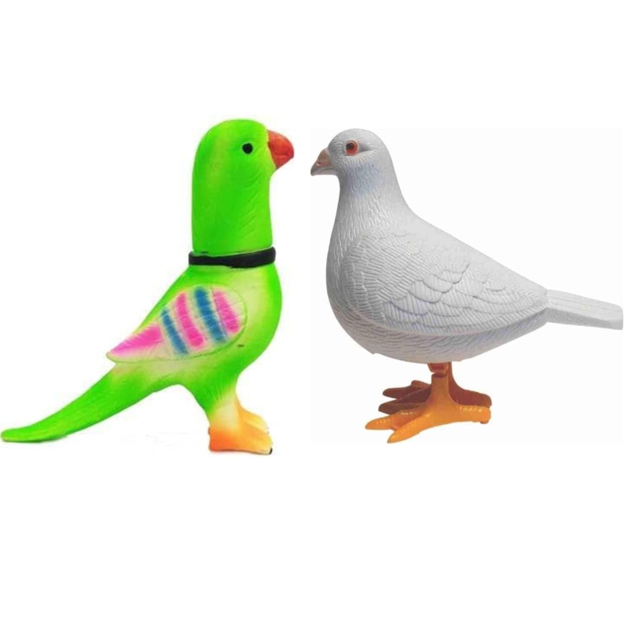WAAOME® Combo (Parrot Toyy + Kabutar Toyy) Kabutar Toyy Plastic Bird Figure Kids Toyy Key Start Pigeon Tak Tak Sound Toyy Chu