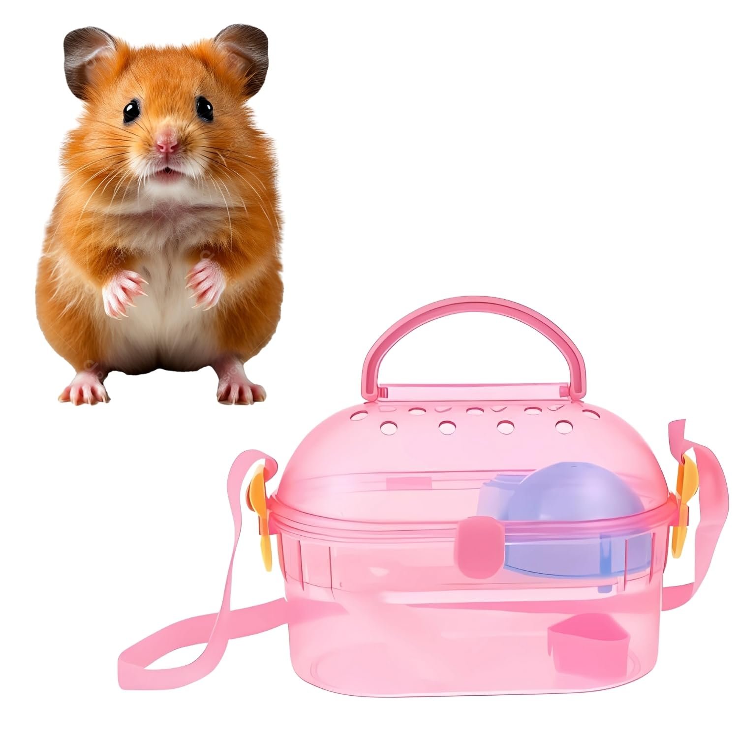 Western Era Hamster Travel Cage - Transparent Top, Ventilated Carrier for Small Pets,Gerbils, Mice, Convenient Handle for Tra