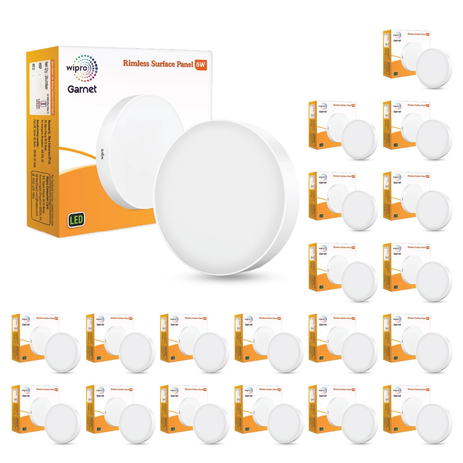 wipro Garnet 6W Rimless Round LED Surface Panel | Neutral White Light (4000K) | Elegant Rimless Design for Wider Spread of Li