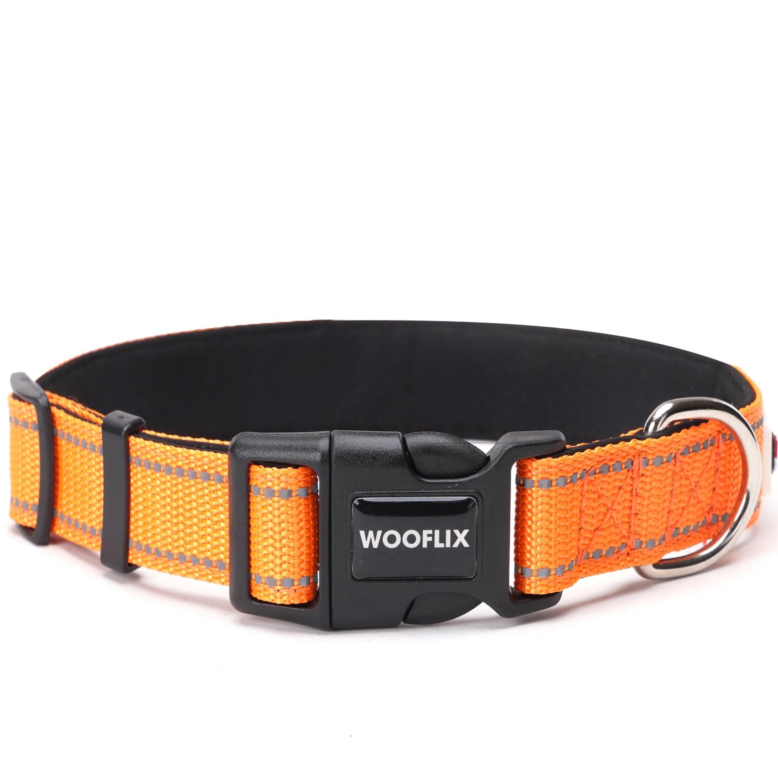 WOOFLIX Reflective Dog Collar For Training And Walks|Adjustable Nylon Training Collar With Tactical Buckle And D-Ring For Med