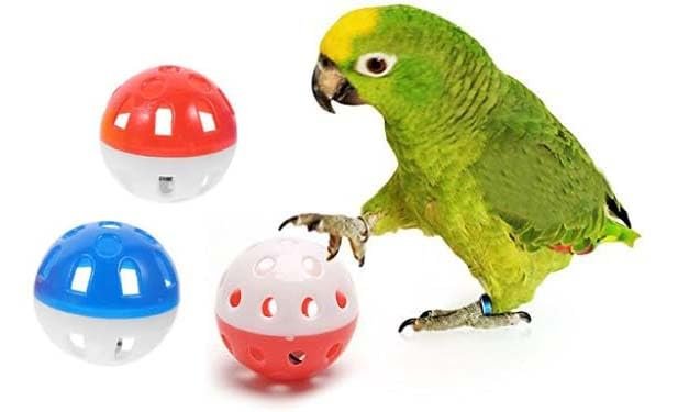 Woofy Parrot Toy Bird Hollow Bell Ball Parakeet Cockatiel Chew Cage Fun Toys New - 3 Pcs Pack