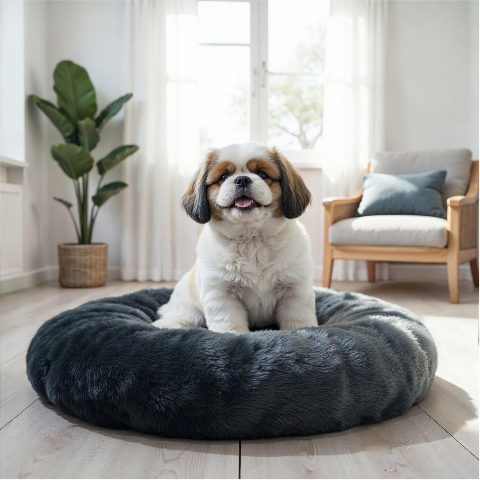 WOW DOG Donut Bed for Dogs & Cats (Gray, Small)